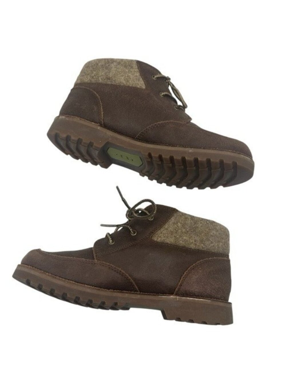 UGG Orin Kids Size 3 Ankle Boots Wool Brown Leather Wool Cuff Lace Up 1008001K - Picture 6 of 9